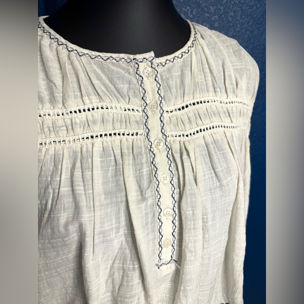 2/$40 MAX STUDIO nwt “linen” sleeveless embroidered half-button floral top - Picture 6 of 16
